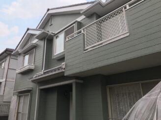 多治見市 瑞浪市 屋根積み替え 外壁塗り替え塗装 外壁色の退色 塗膜剥離 塗り替え後 グリーン系塗料