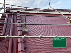 中津川市駒場、屋根の上塗り塗装