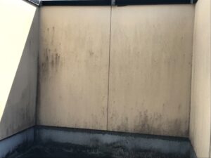 土岐市で外壁塗装　塗り替え工事　壁変色　汚れ　カビ　苔　コケ　現場調査　現調　下見　見積もり無料　ベランダ内壁