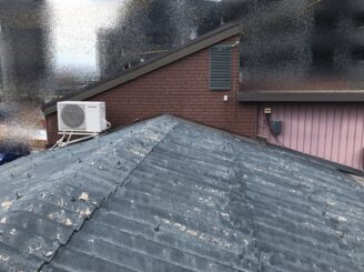 多治見市 屋根外壁塗装 波型スレート屋根 塗り替え 見積り無料 色の変体色 現調時 塗り替え前 プロタイムズ多治見店