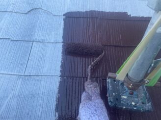 名古屋市　屋根外壁塗装工事　塗り替え　色の退色　色がうすい　屋根中塗り　見積り無料　多治見市　日成ホーム　プロタイムズ多治見店　施工前　塗り替え前