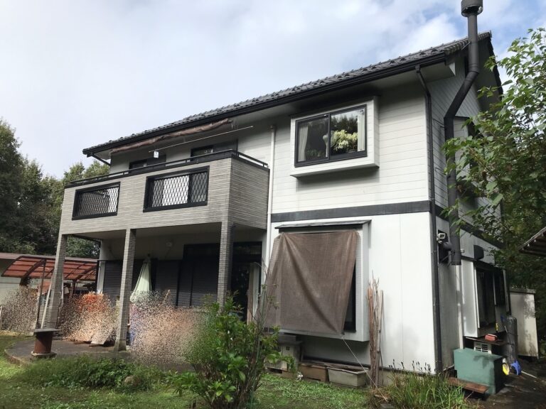 多治見市　外壁塗装工事　煙突塗装　ベランダ防水工事