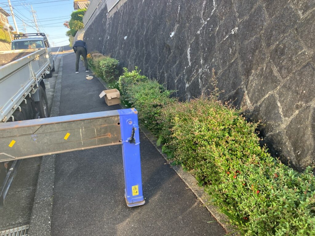 塀の周りの植樹伐採