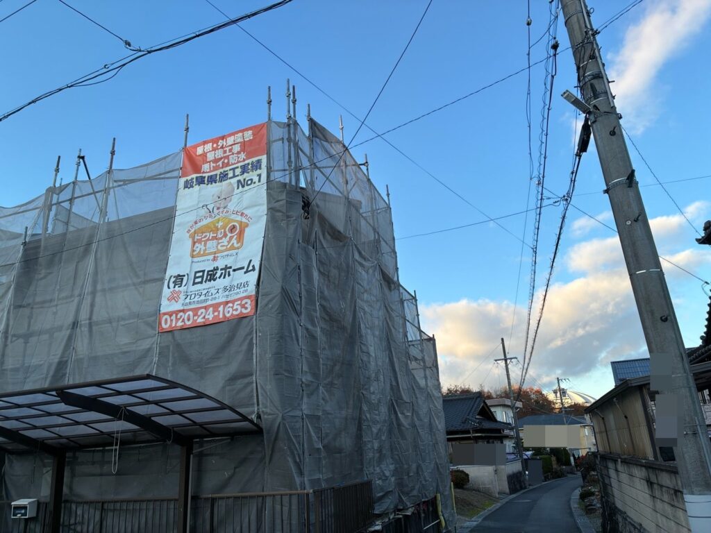 土岐市駄知町　足場設置完成