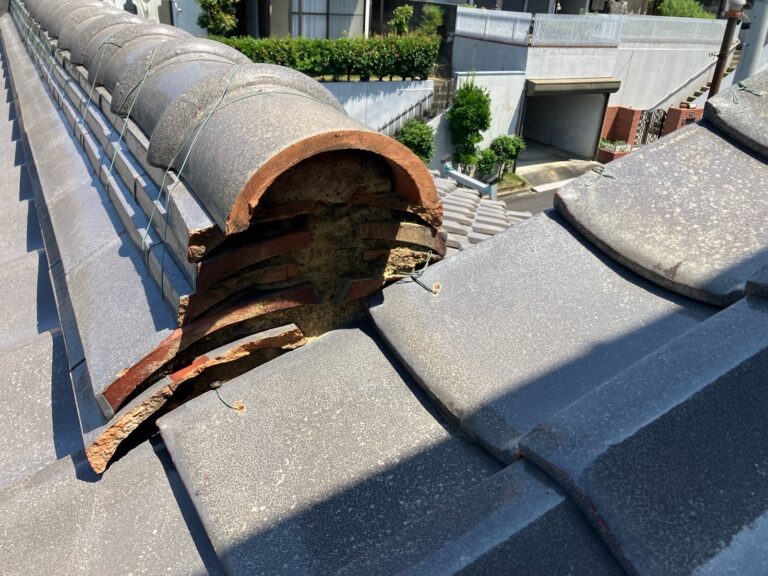 多治見市　屋根漆喰　欠損