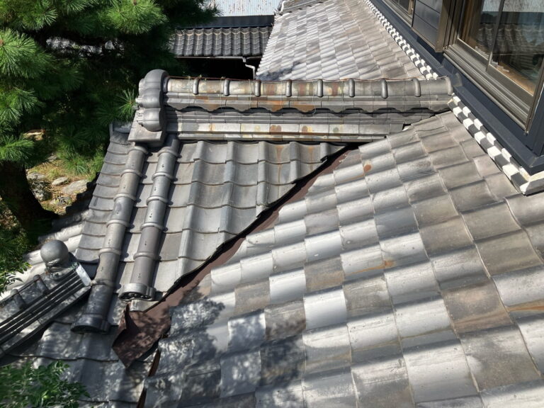 多治見市　瓦屋根　漆喰工事前